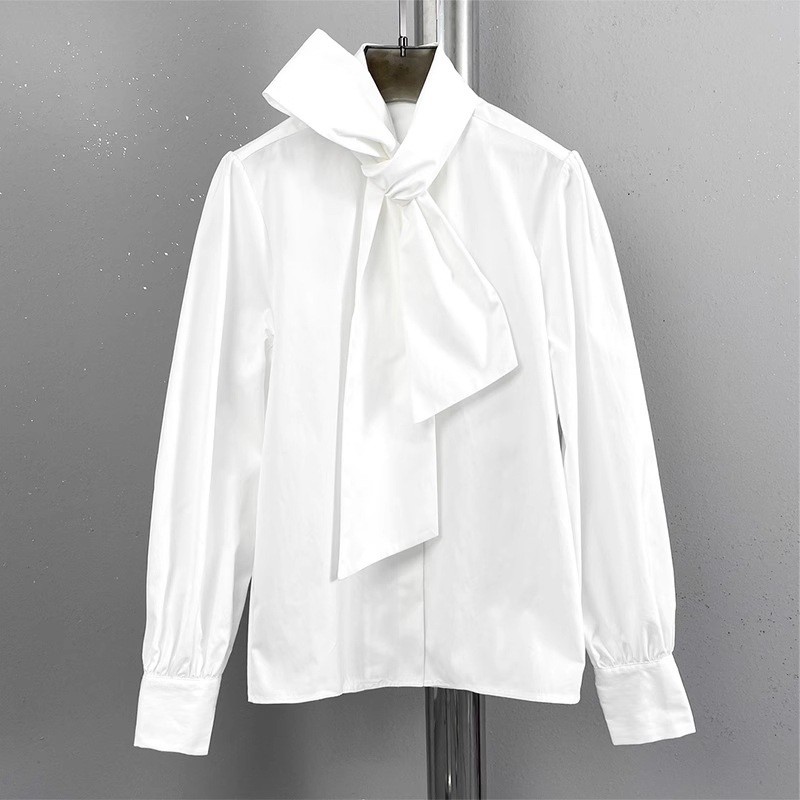 Retro white niche tops autumn temperament shirt for women