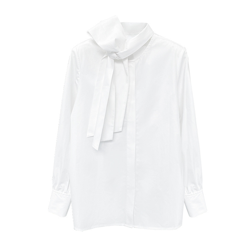 Retro white niche tops autumn temperament shirt for women