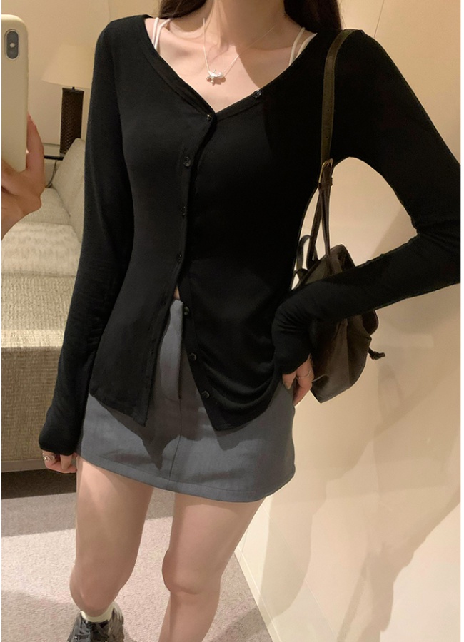 Korean style T-shirt enticement cardigan for women