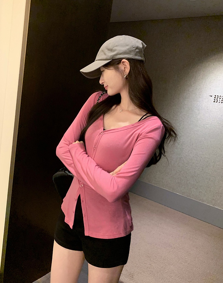 Korean style T-shirt enticement cardigan for women