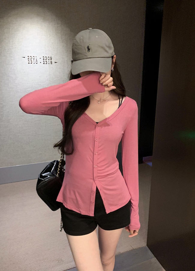 Korean style T-shirt enticement cardigan for women