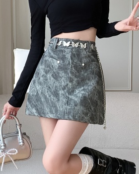 Fashion slim skirt tie dye spring and autumn leather skirt