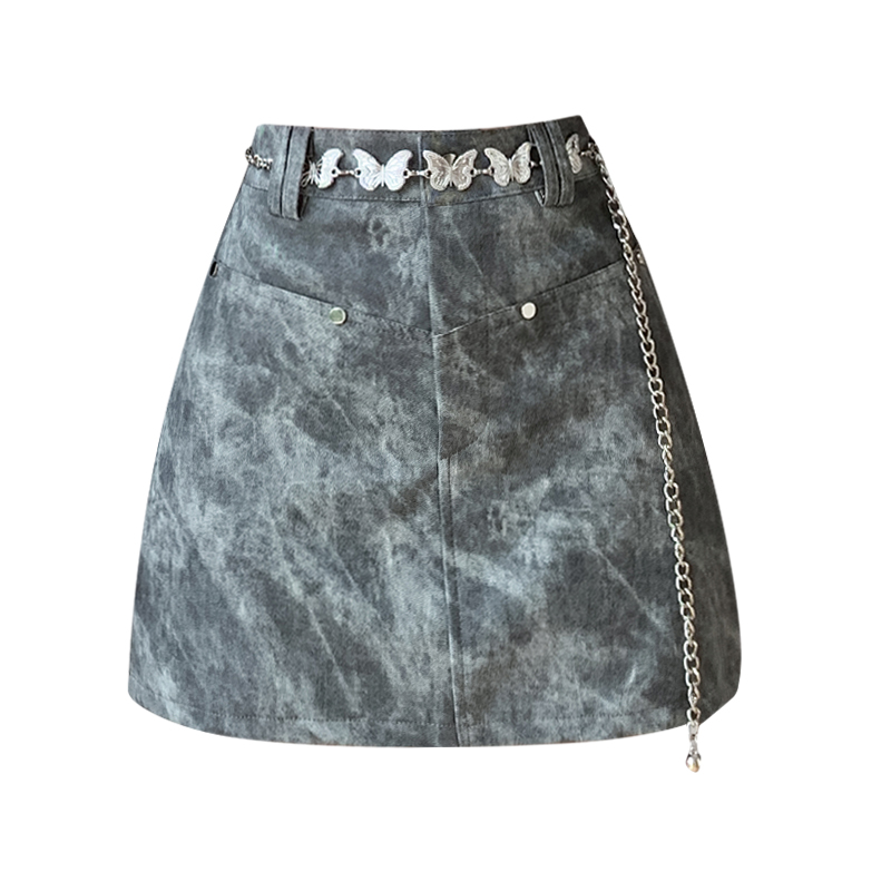 Fashion slim skirt tie dye spring and autumn leather skirt