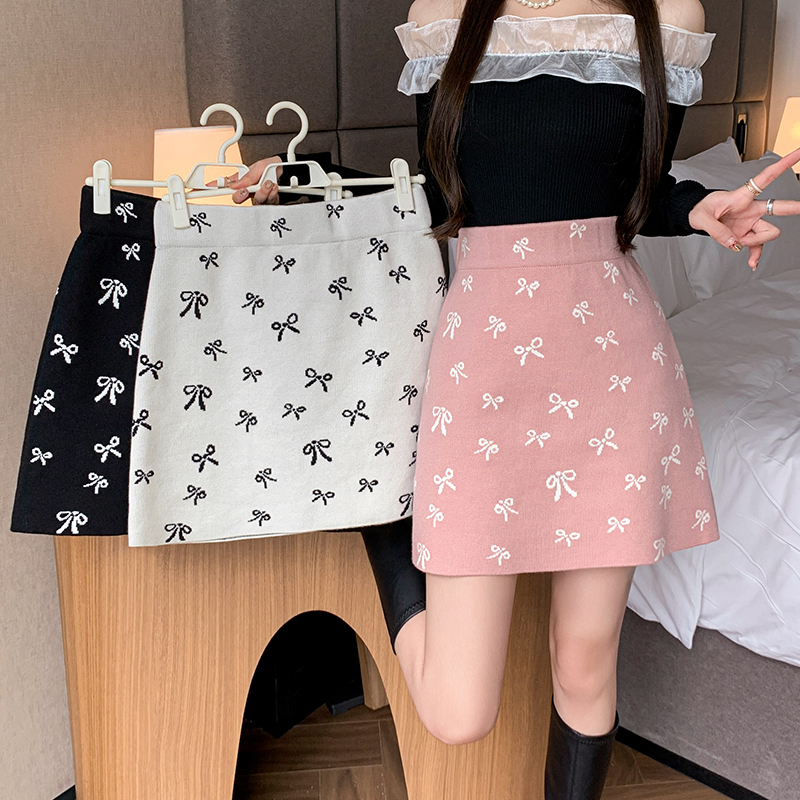 Sweet bow skirt autumn and winter short skirt for women