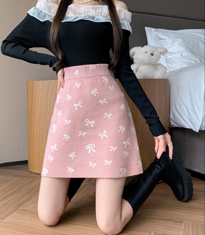 Sweet bow skirt autumn and winter short skirt for women