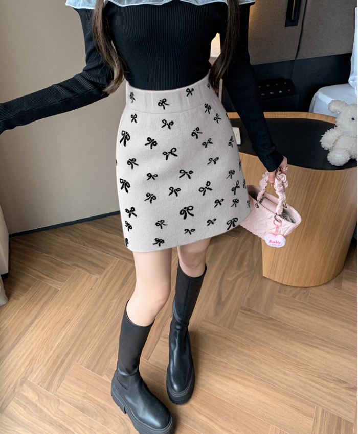 Sweet bow skirt autumn and winter short skirt for women