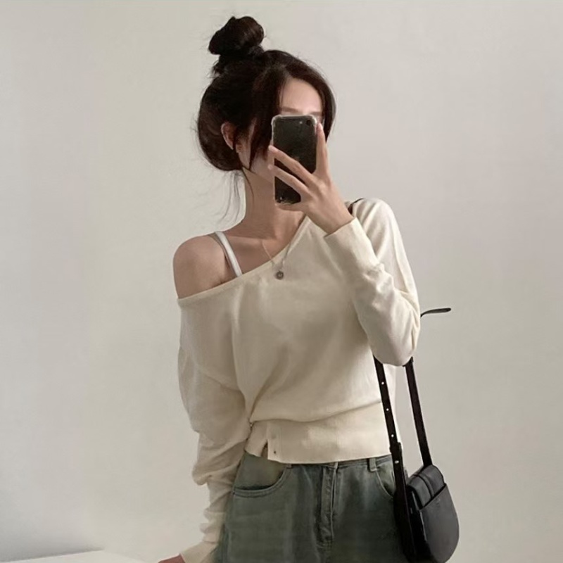 Strapless long sleeve Korean style autumn and winter sweater