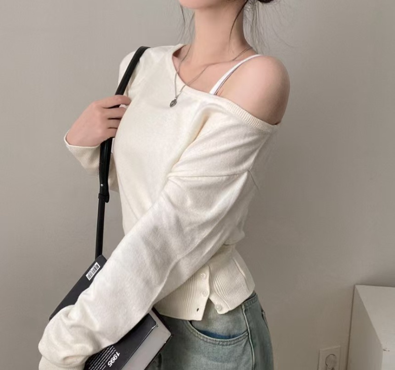 Strapless long sleeve Korean style autumn and winter sweater