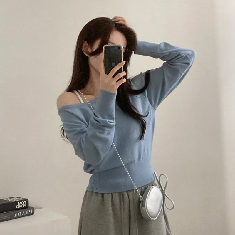 Strapless long sleeve Korean style autumn and winter sweater