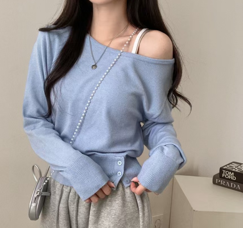 Strapless long sleeve Korean style autumn and winter sweater