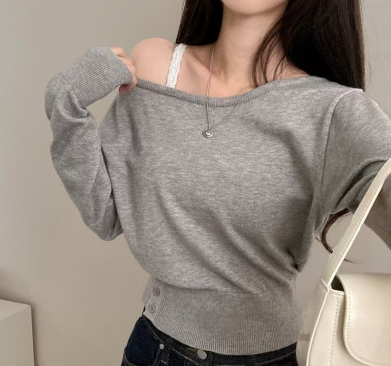 Strapless long sleeve Korean style autumn and winter sweater