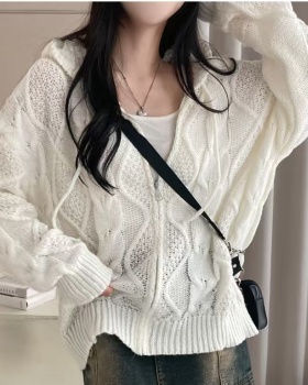 Knitted niche cardigan Korean style hooded coat