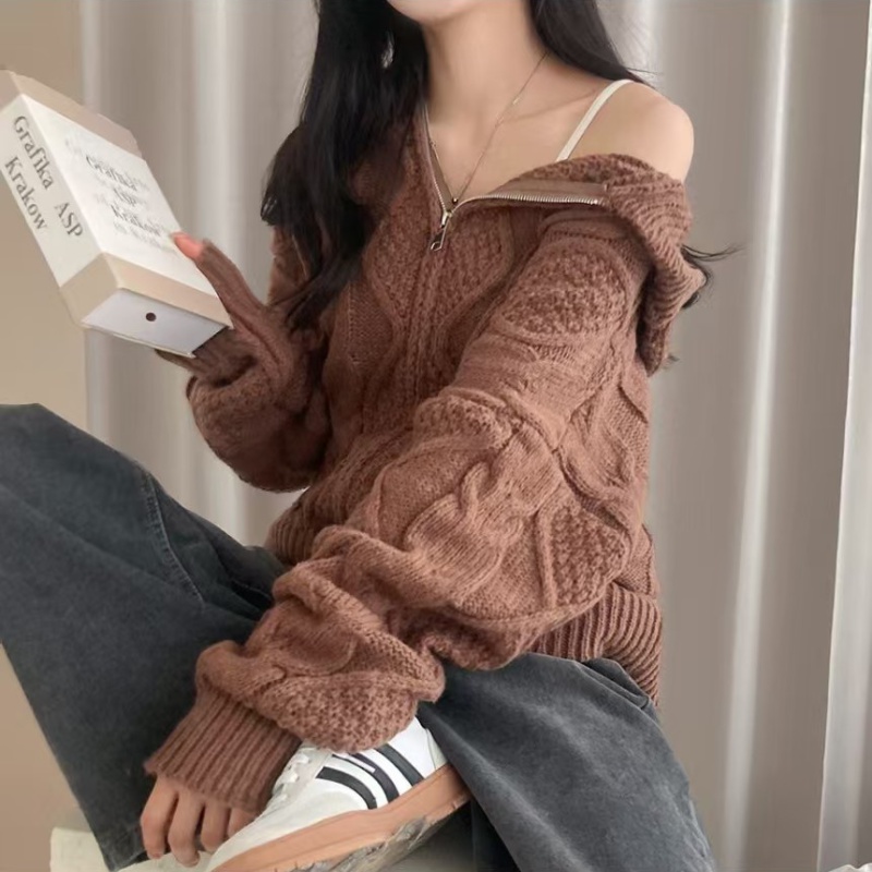 Knitted niche cardigan Korean style hooded coat