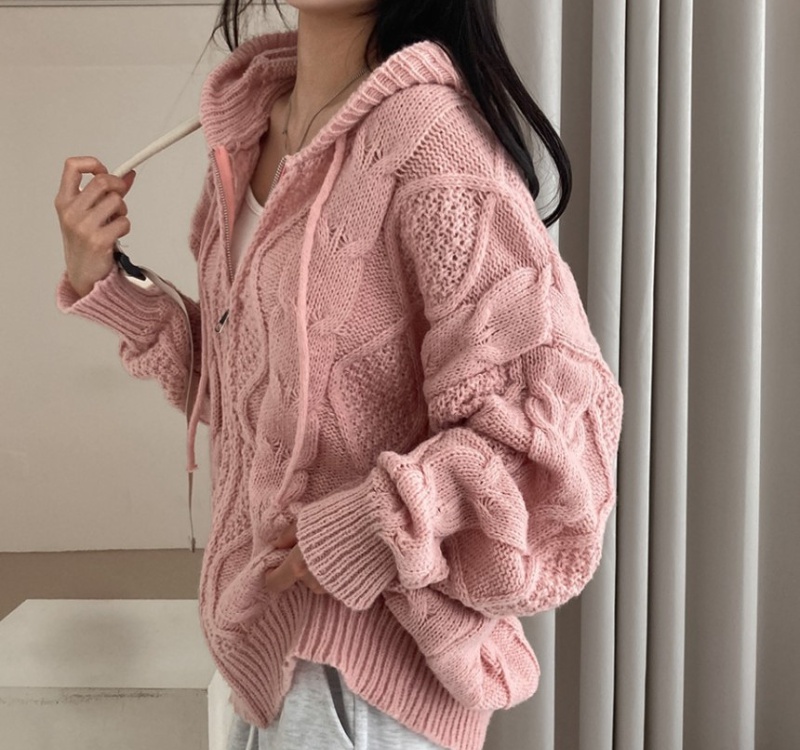 Knitted niche cardigan Korean style hooded coat