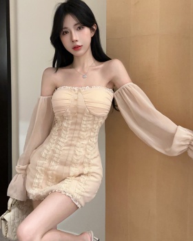 Long sleeve wrapped chest sexy enticement dress for women