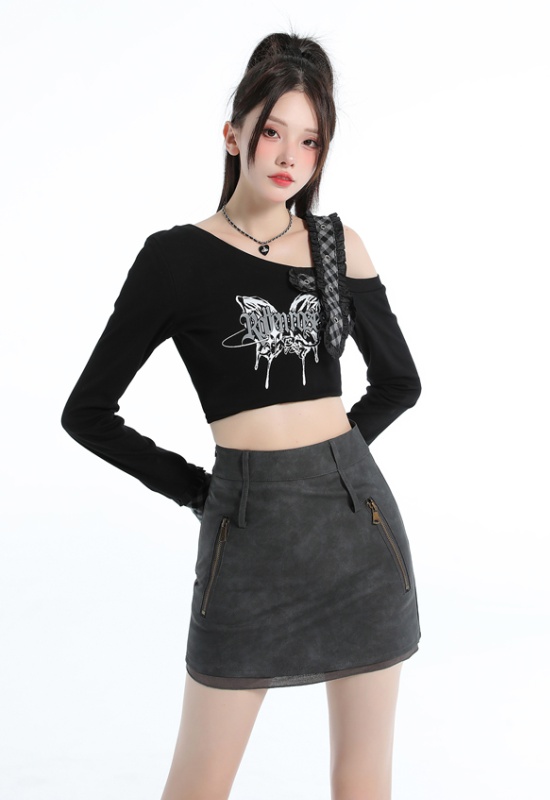 Package hip spicegirl short skirt autumn PU skirt for women