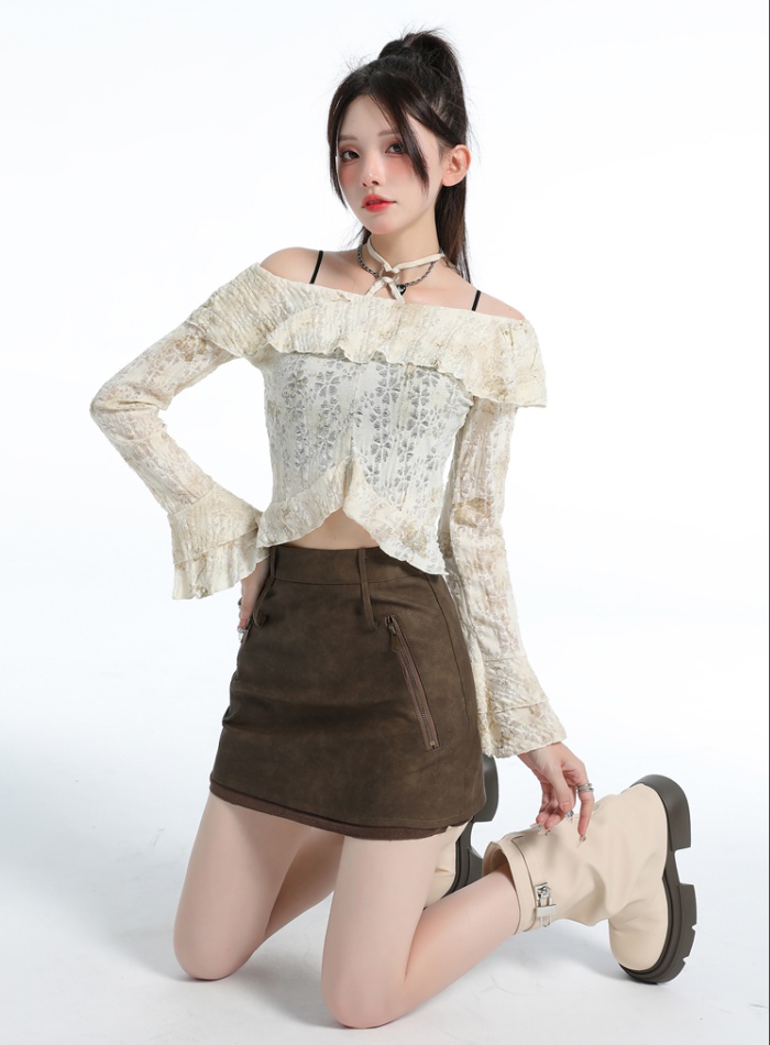 Package hip spicegirl short skirt autumn PU skirt for women