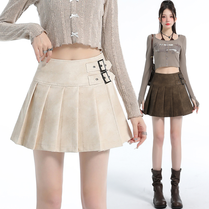 High waist leather skirt anti emptied skirt for women