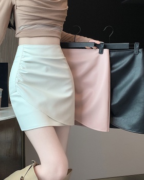 Package hip PU short skirt autumn slim skirt for women