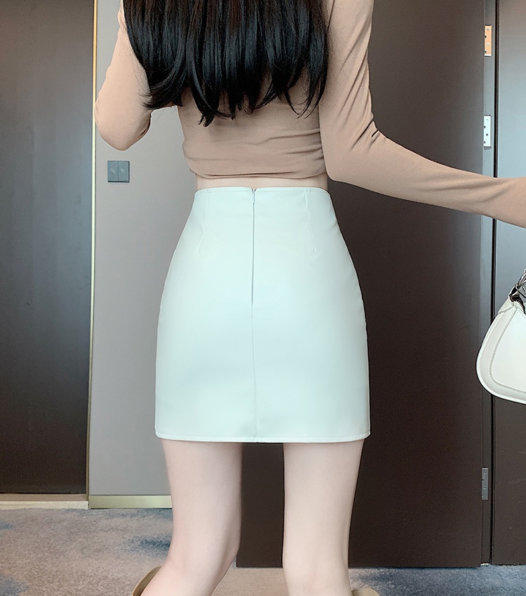 Package hip PU short skirt autumn slim skirt for women