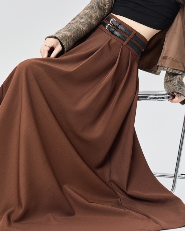 Pleated drape high waist skirt big skirt autumn long skirt