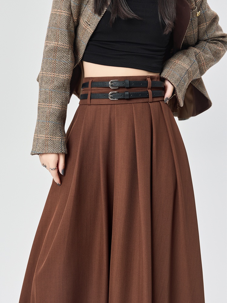 Pleated drape high waist skirt big skirt autumn long skirt