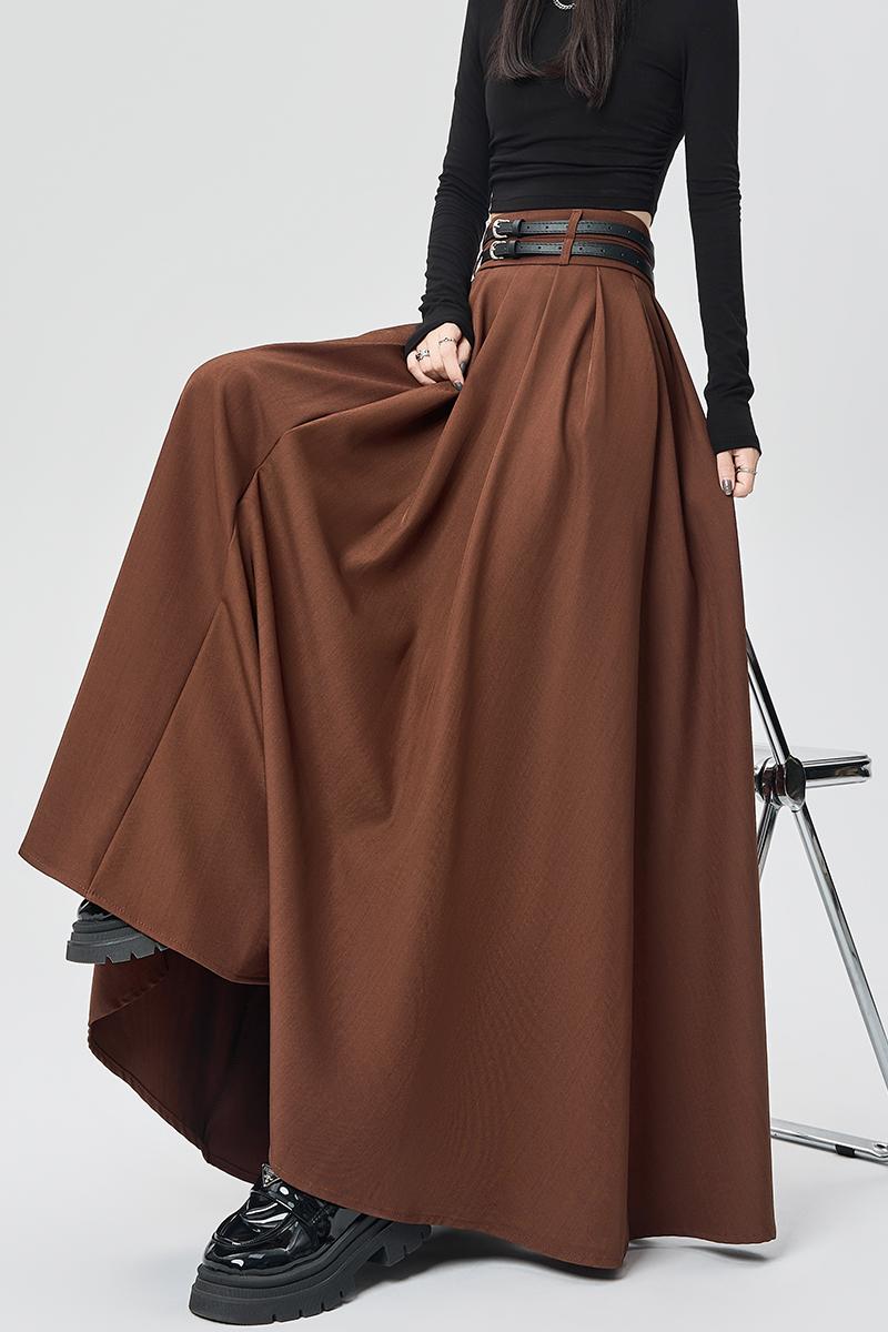 Pleated drape high waist skirt big skirt autumn long skirt