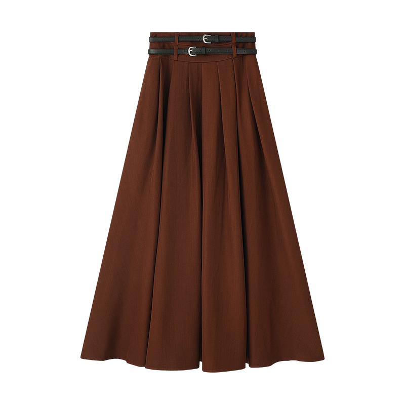 Pleated drape high waist skirt big skirt autumn long skirt