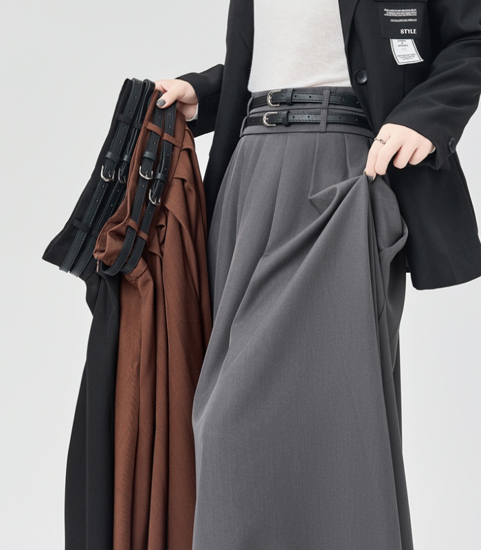 Pleated drape high waist skirt big skirt autumn long skirt