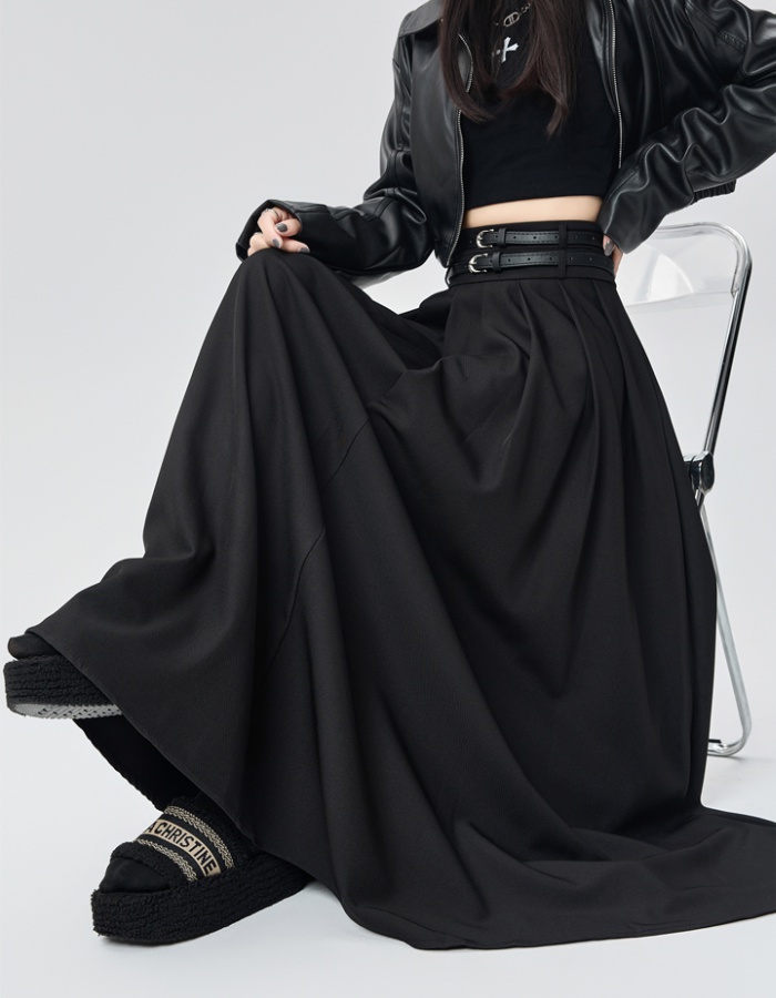 Pleated drape high waist skirt big skirt autumn long skirt