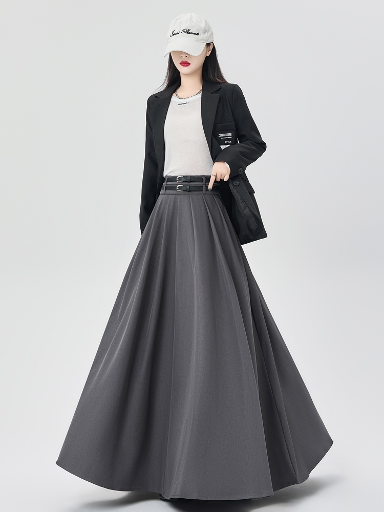 Pleated drape high waist skirt big skirt autumn long skirt