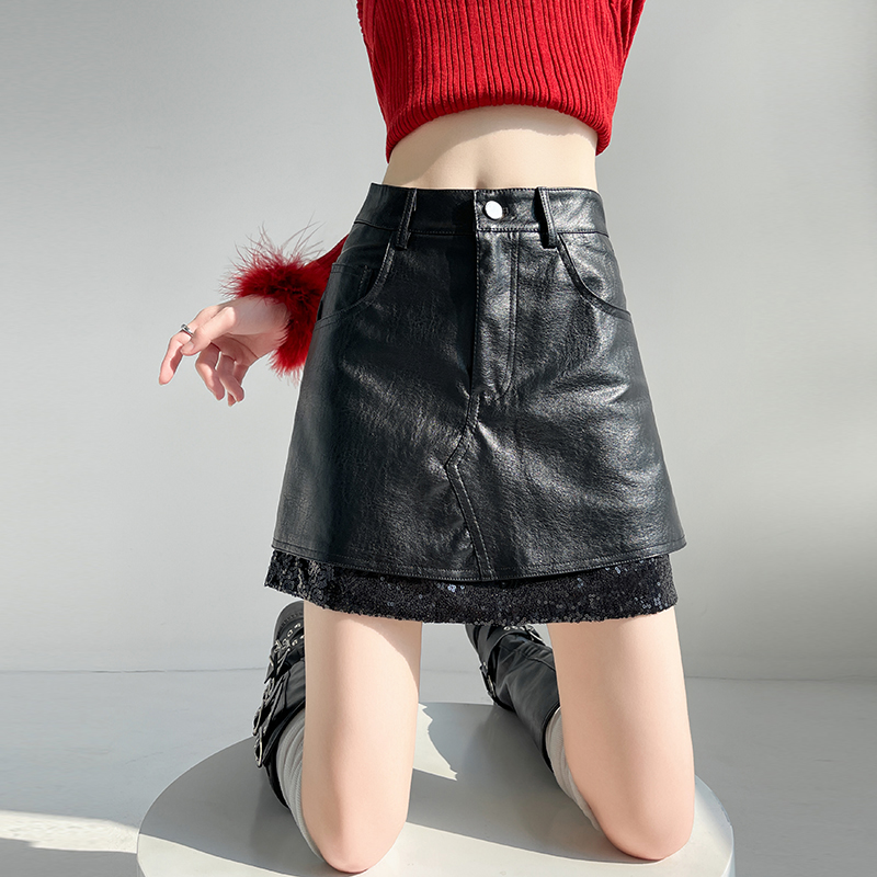 Autumn A-line short skirt silver skirt for women