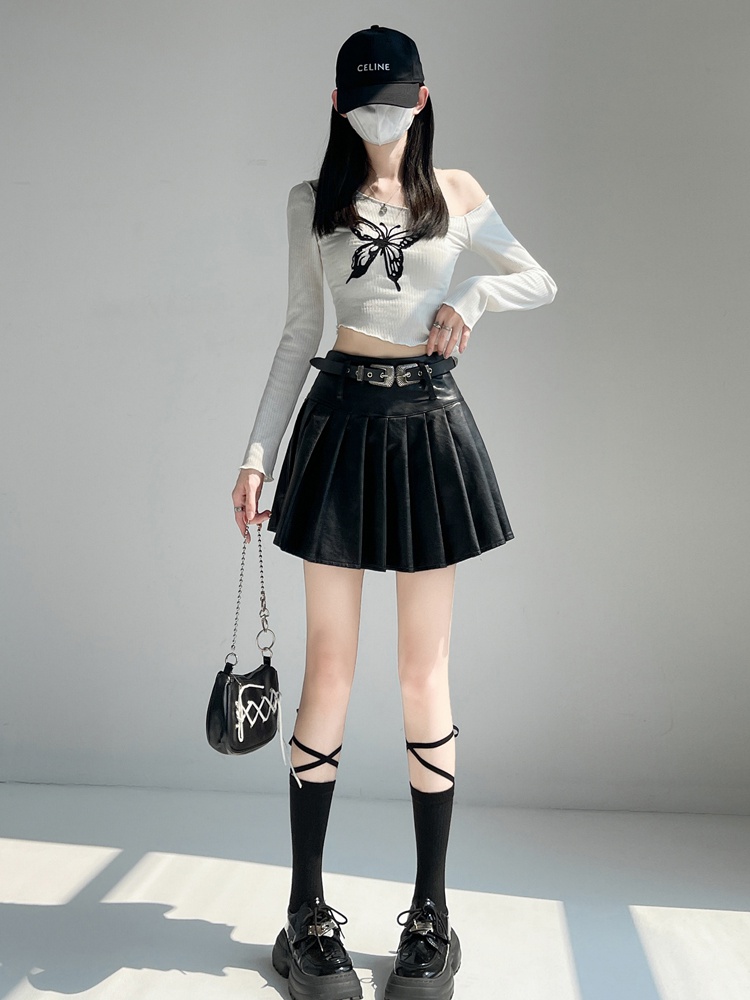 Silver high waist short skirt autumn A-line skirt for women