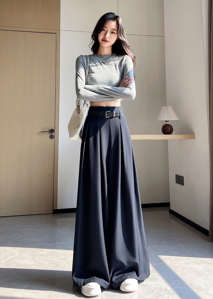 All-match loose Casual suit pants autumn drape wide leg culottes