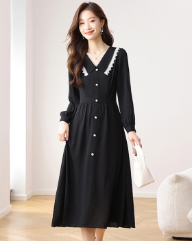 Chiffon dress doll collar long dress for women