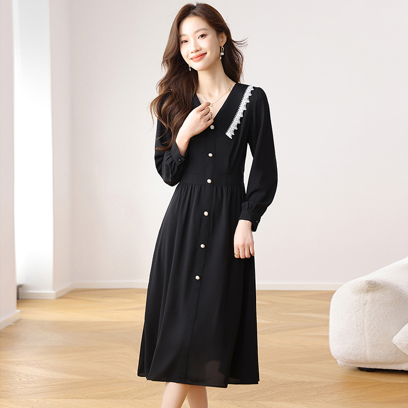 Chiffon dress doll collar long dress for women