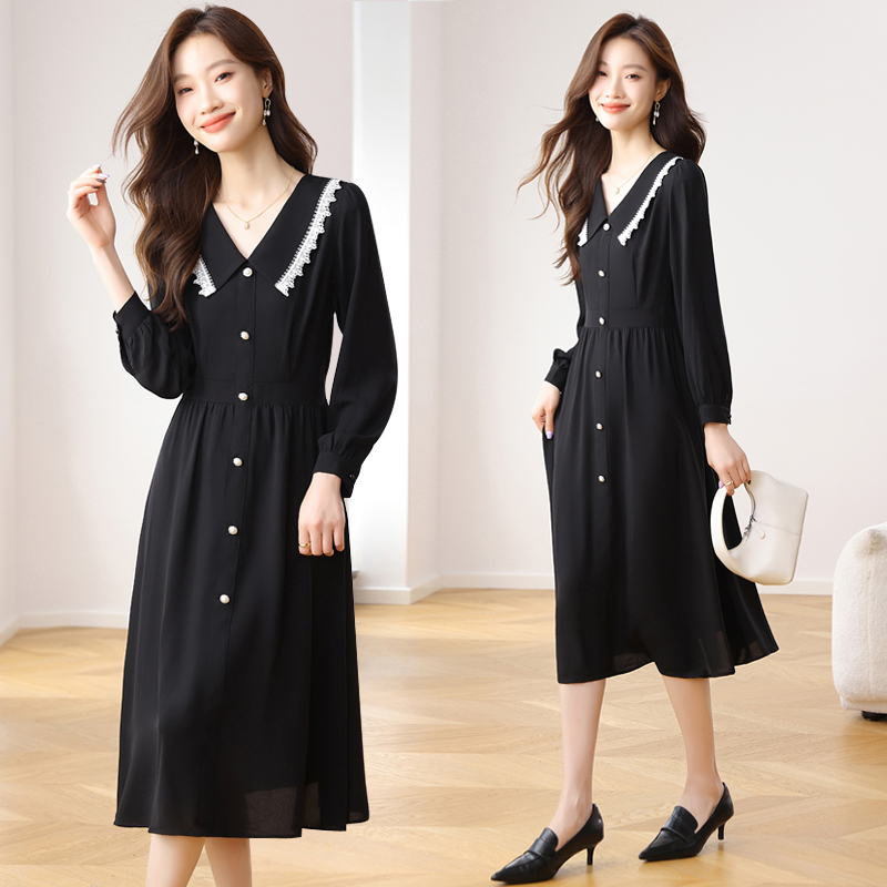 Chiffon dress doll collar long dress for women