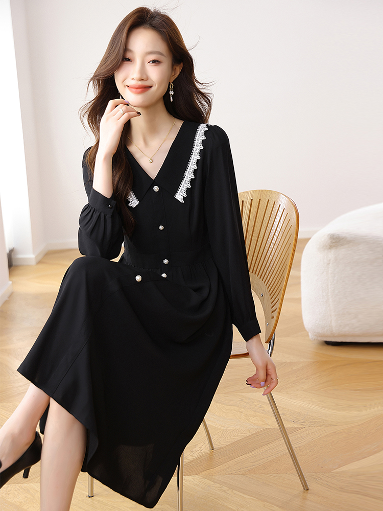 Chiffon dress doll collar long dress for women