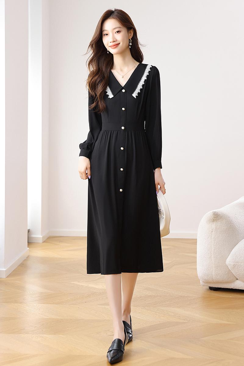 Chiffon dress doll collar long dress for women