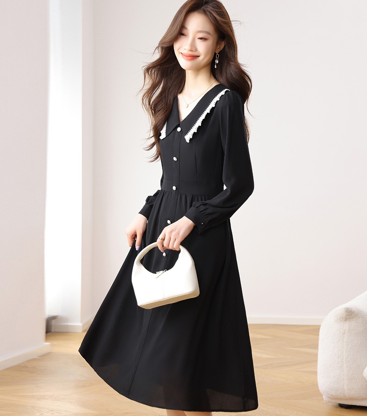 Chiffon dress doll collar long dress for women