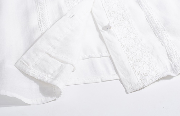 Western style white autumn tops lace chiffon bottoming shirt