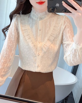 Lace long sleeve bottoming shirt fungus collar shirt