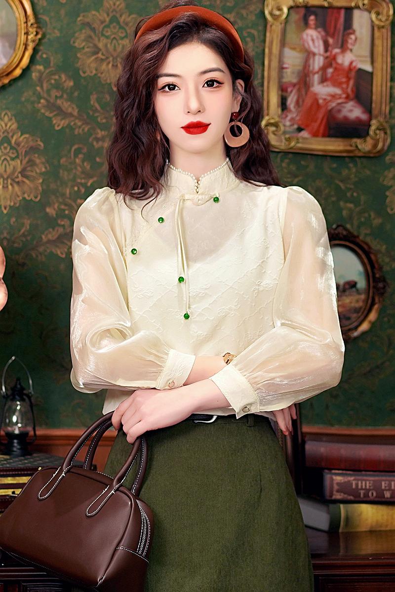 Retro tops Chinese style shirt for women