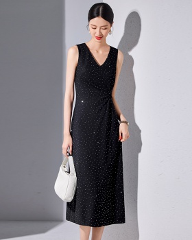 Strapless polka dot sleeveless dress