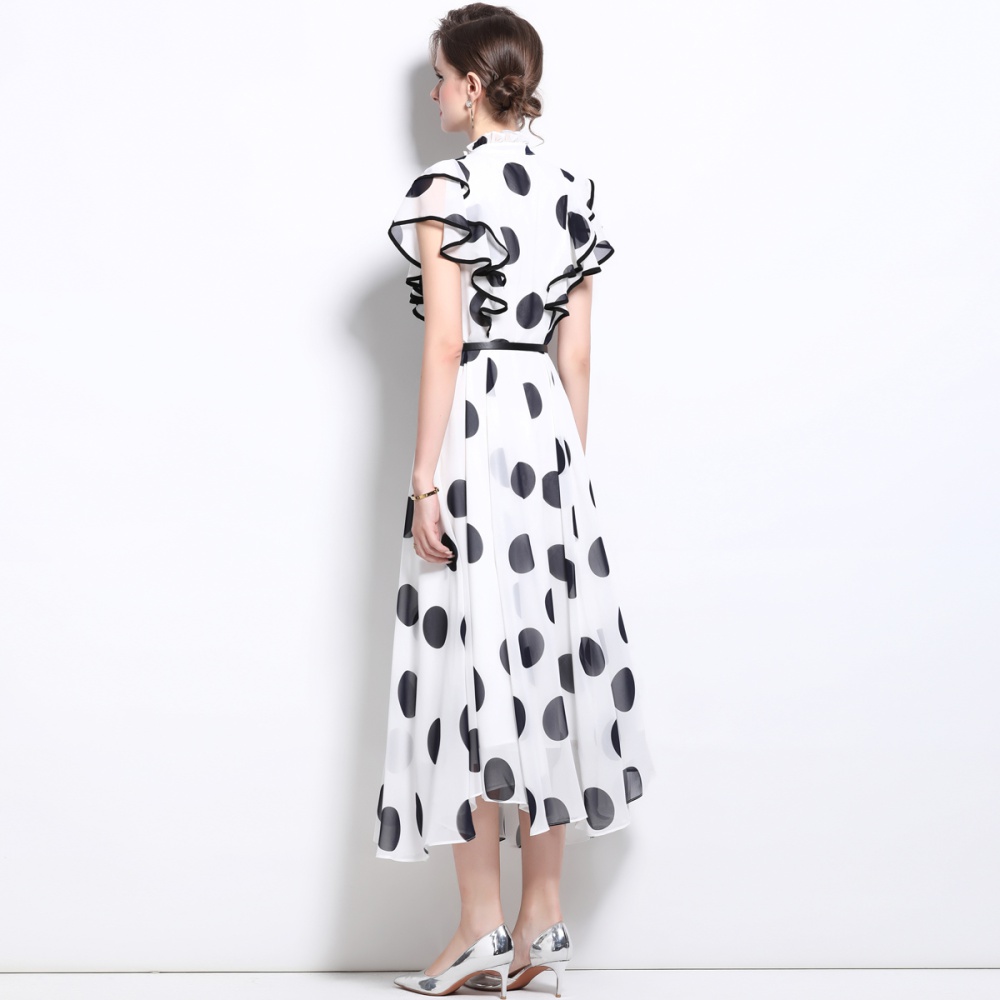 Banquet polka dot long dress chiffon France style formal dress