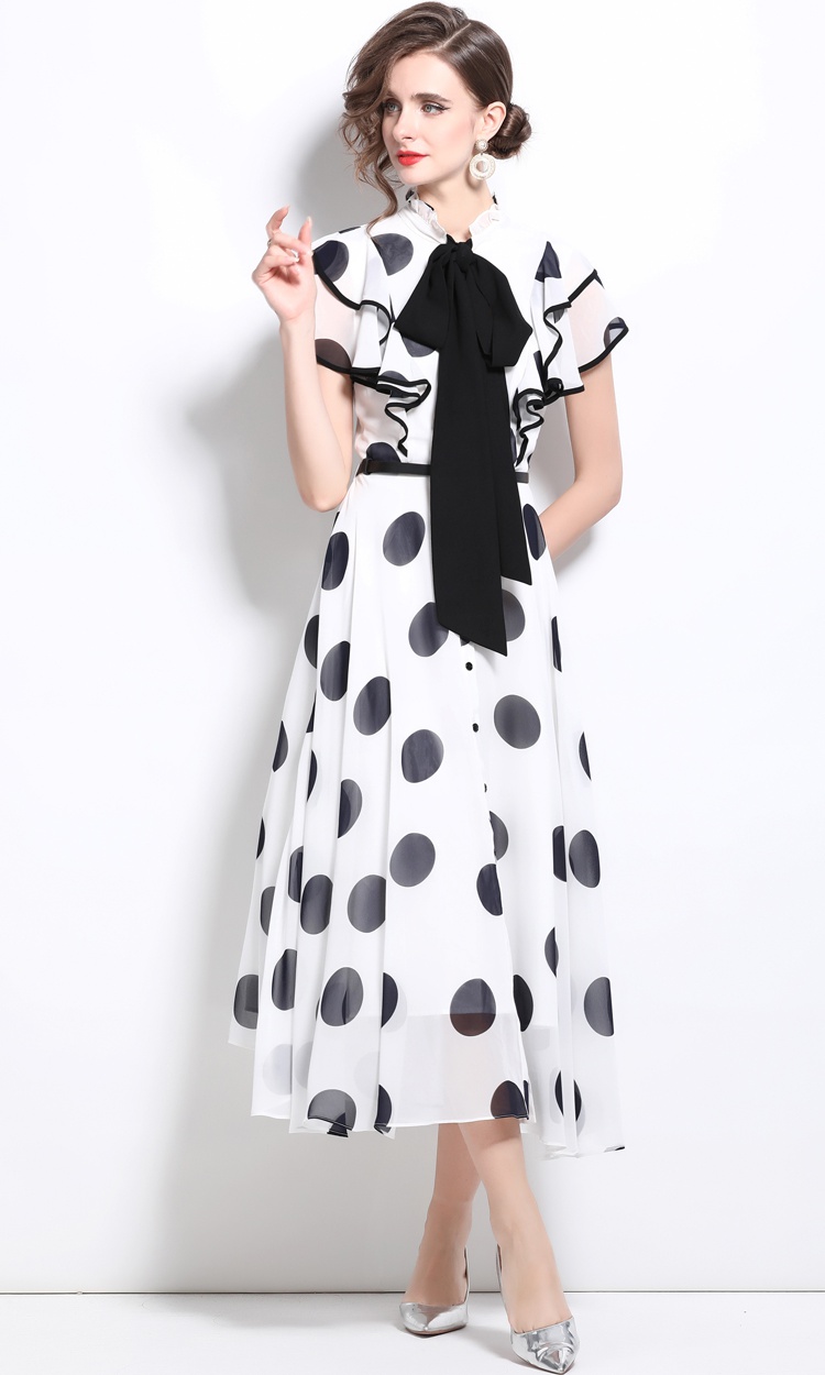 Banquet polka dot long dress chiffon France style formal dress