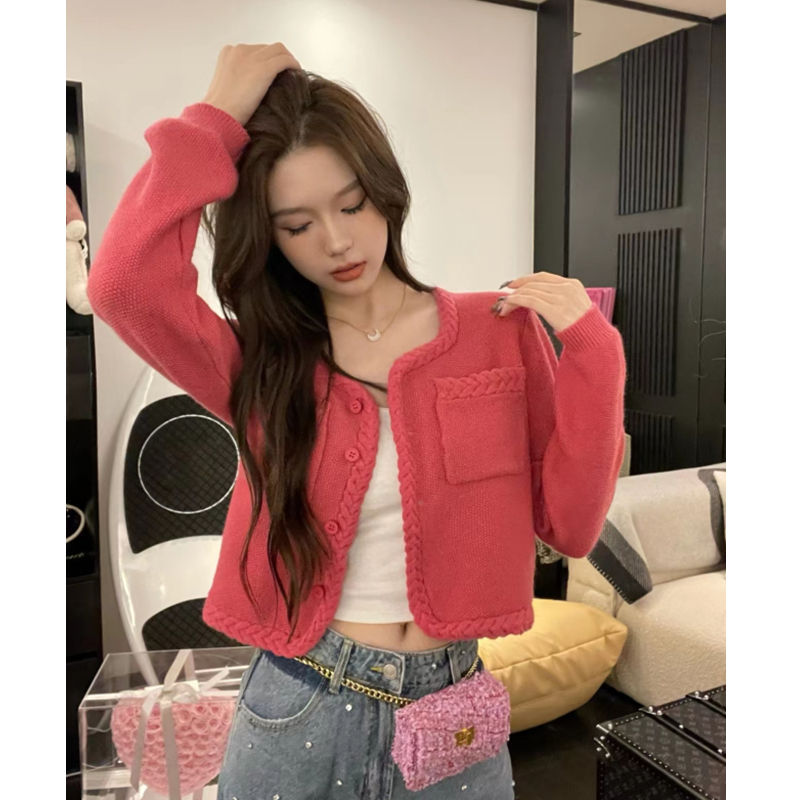 Long sleeve twist cardigan chanelstyle Korean style sweater