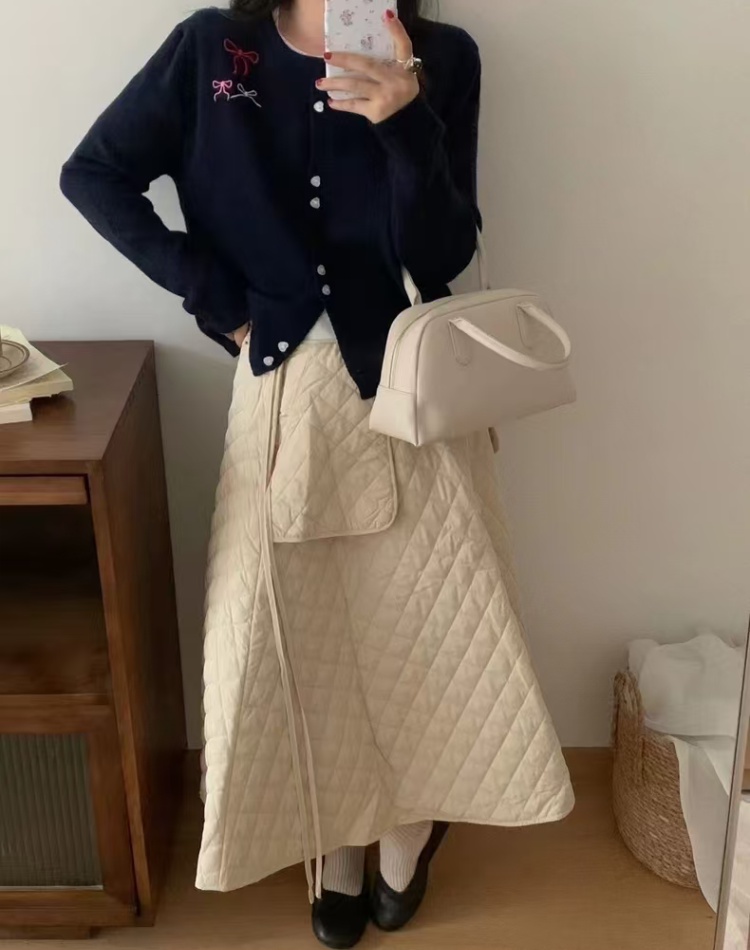 Wool Korean style cardigan long sleeve coat for women