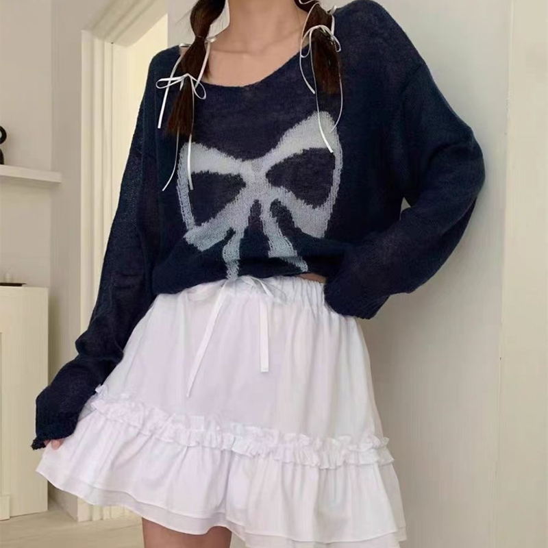 Spring printing round neck sweater Korean style loose tops