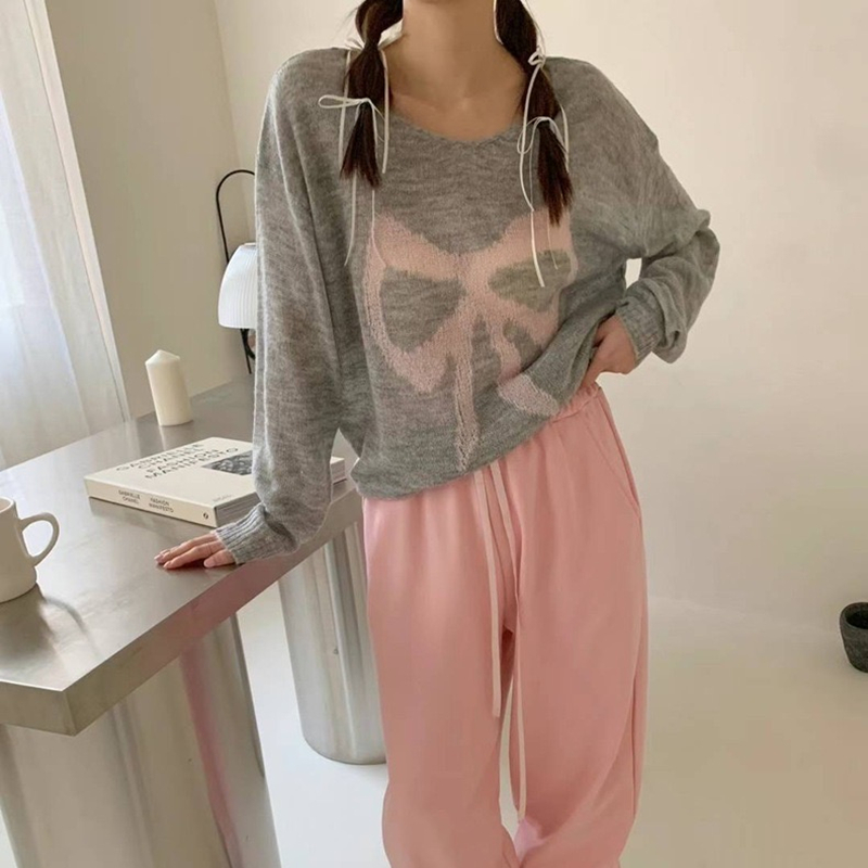 Spring printing round neck sweater Korean style loose tops